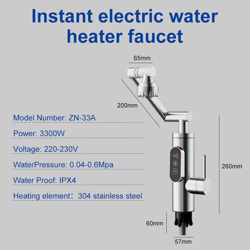 Factory Price 3-5 Seconds Stainless Steel Deck Mounted Instant Water Heater Kitchen Tap on Demand Hot Water Heater Faucet