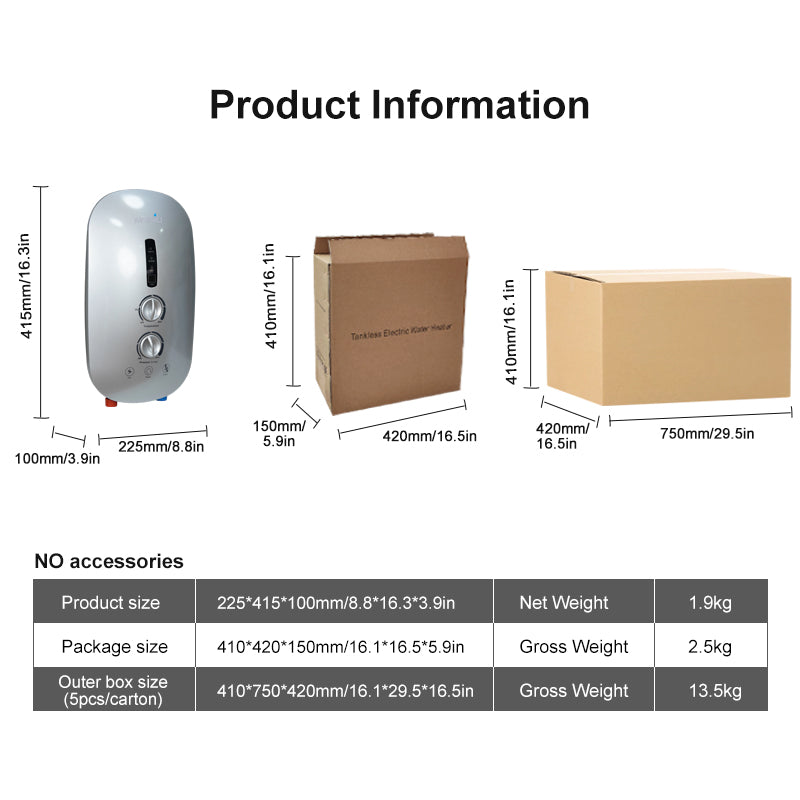 Built-in Booster DC Pump Instant Portable Tankless Electric Shower Hot Water Heater with Pump for Bath Shower 5500W