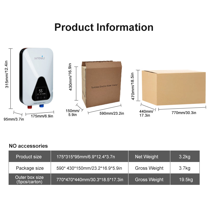 7000W Electric Tankless Water Heater Tankless High Efficiency for Gyms Hotels Durable Plastic Instant Geyser Apartments RVs