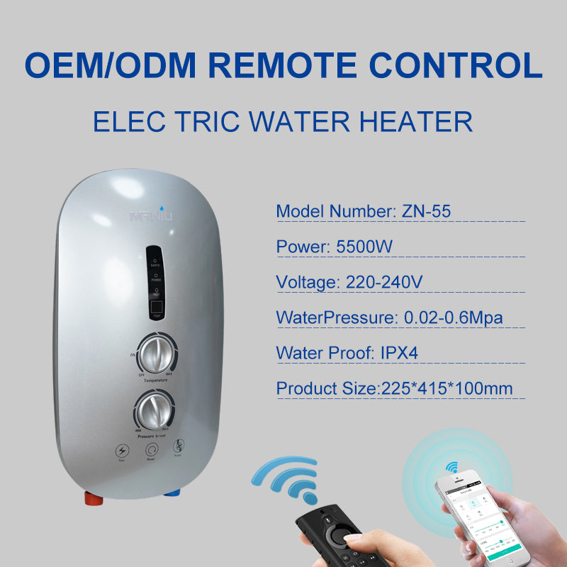 Built-in Booster DC Pump Instant Portable Tankless Electric Shower Hot Water Heater with Pump for Bath Shower 5500W