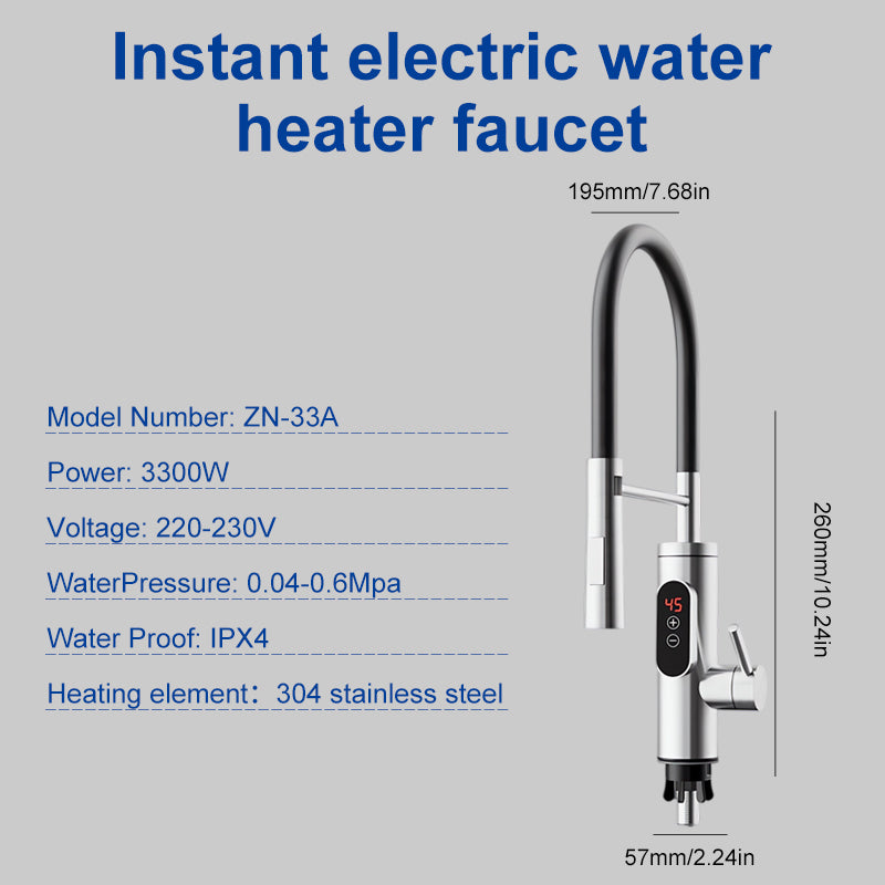 Factory Price 3-5 Seconds Stainless Steel Deck Mounted Instant Water Heater Kitchen Tap Instant Electric Water Heater Faucet