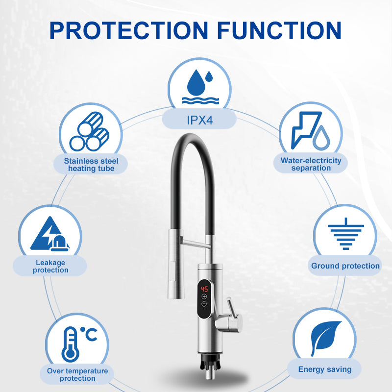 Factory Price 3-5 Seconds Stainless Steel Deck Mounted Instant Water Heater Kitchen Tap Instant Electric Water Heater Faucet