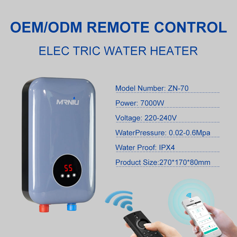 7000W Instant Electric Tankless Water Heater with ABS Shell for Home & Bathroom