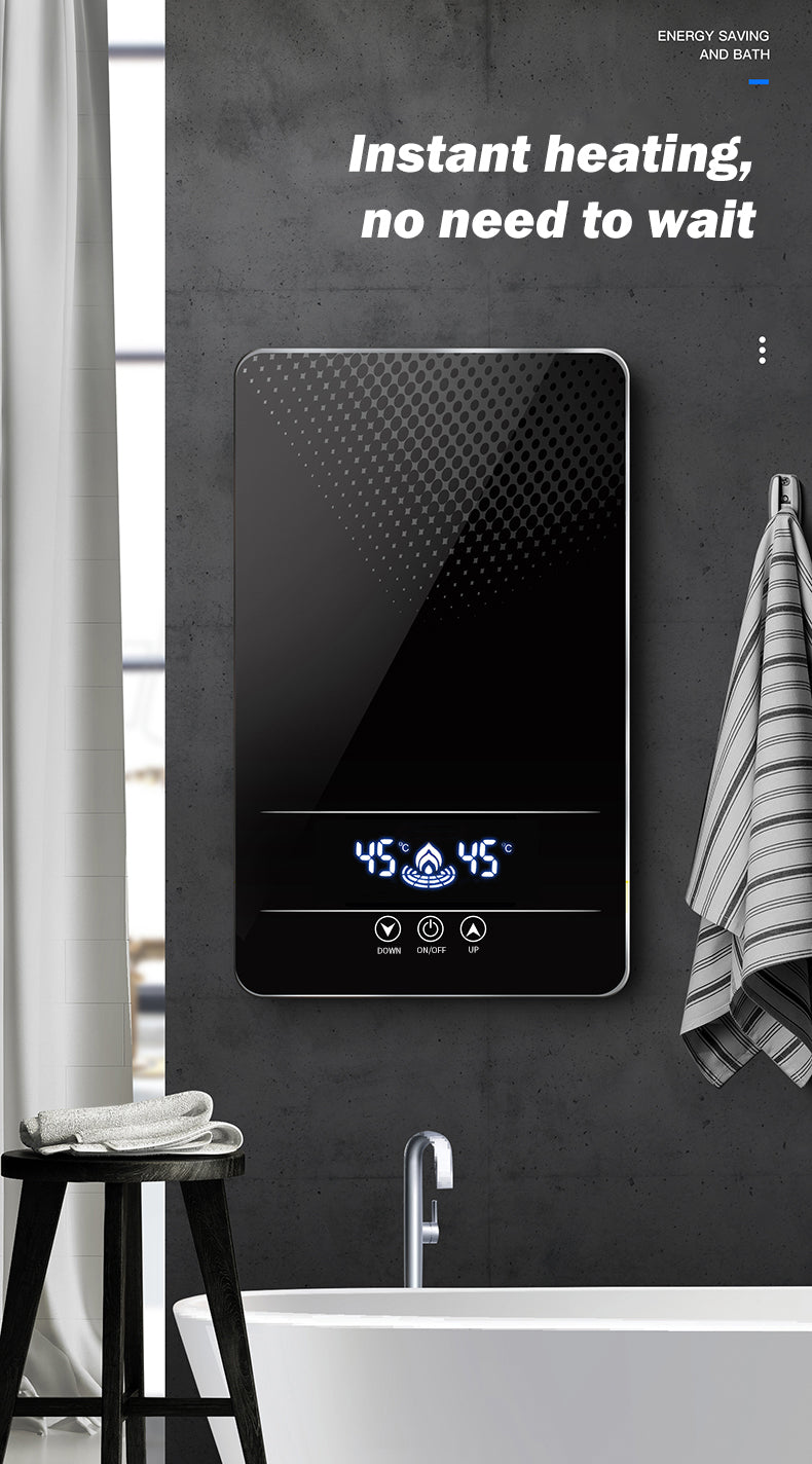 Print logo Best Selling 220v-240v bathroom tankless geyser touch bottom 7000W shower instant hot electric water heaters