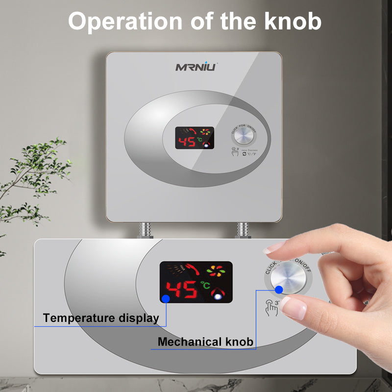 6KW Knob Controlled portable electric geyser instant tankless hot water heater for bath shower bathroom kitchen hotel ChaoAk