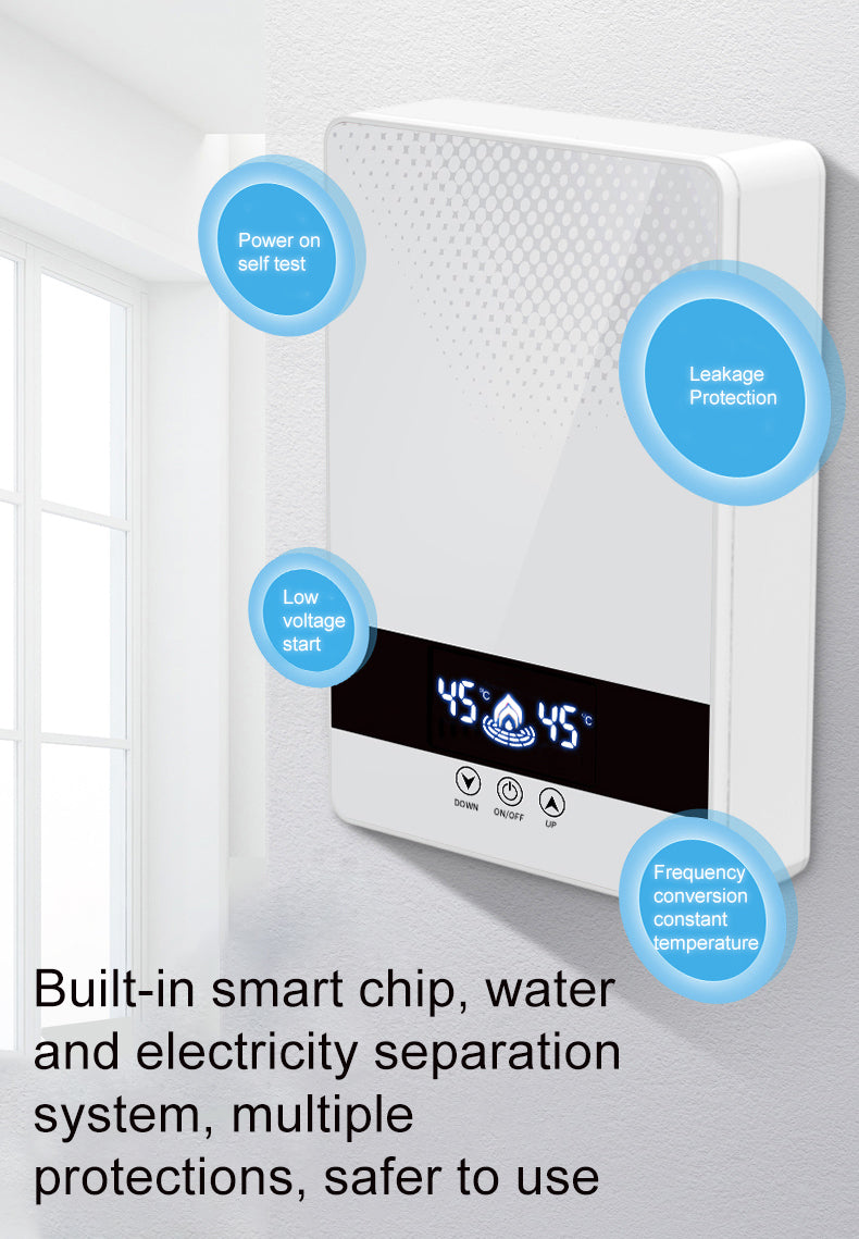 Print logo Best Selling 220v-240v bathroom tankless geyser touch bottom 7000W shower instant hot electric water heaters