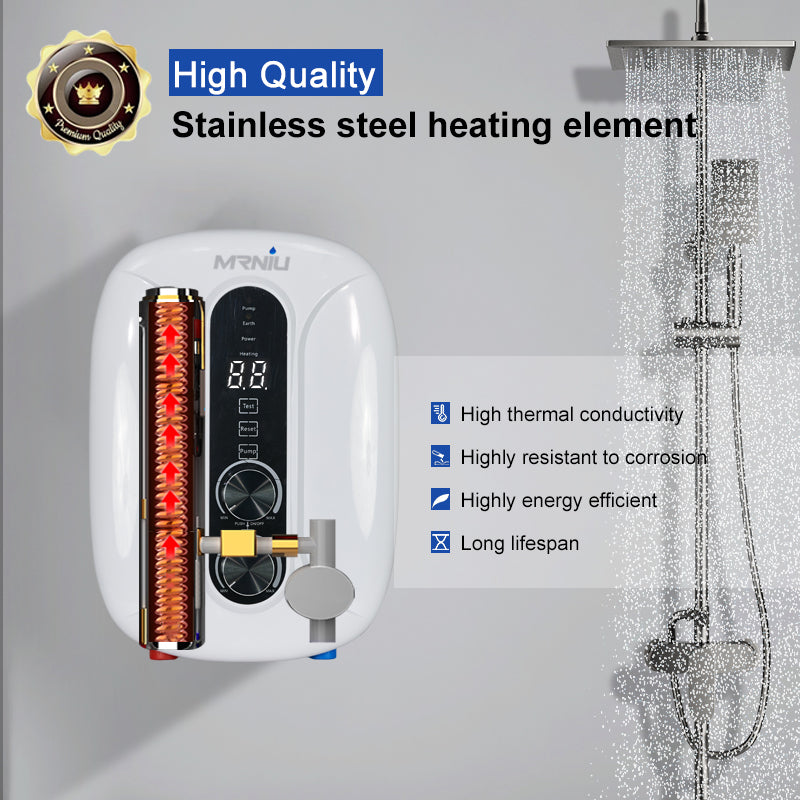 220v 5.5kw 50hz Abs Plastic 3 Levels Knob Electric Hot Water Heater Tankless with Pump for Shower Bath