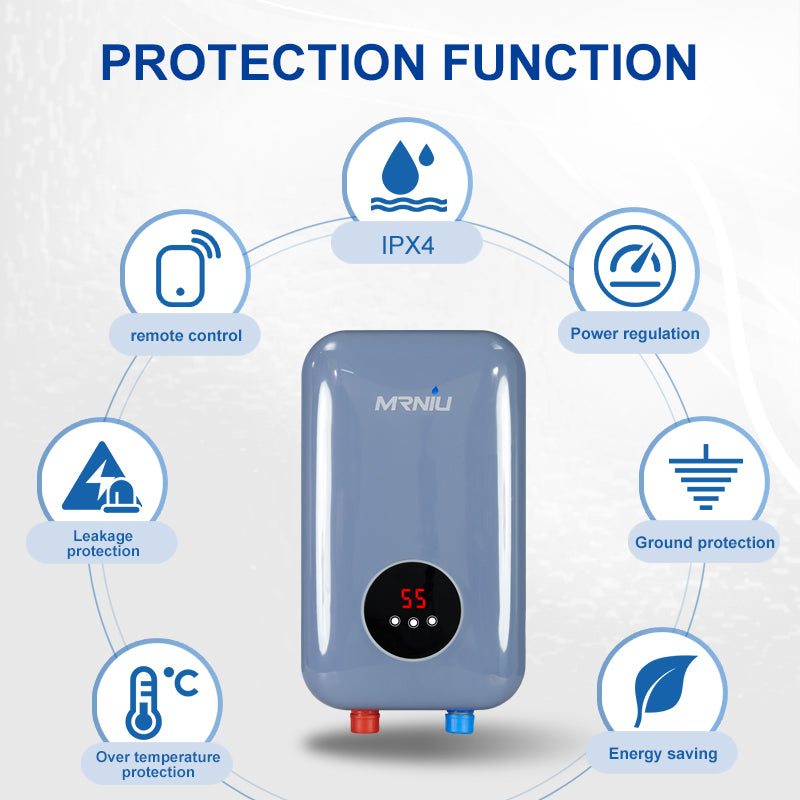 7000W Instant Electric Tankless Water Heater with ABS Shell for Home & Bathroom
