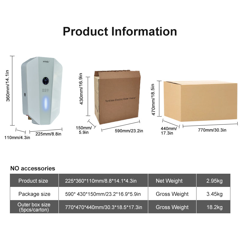 Home Appliance 8.5KW Hot Water Shower Instant Tankless Electric Water Heater Without Water tank