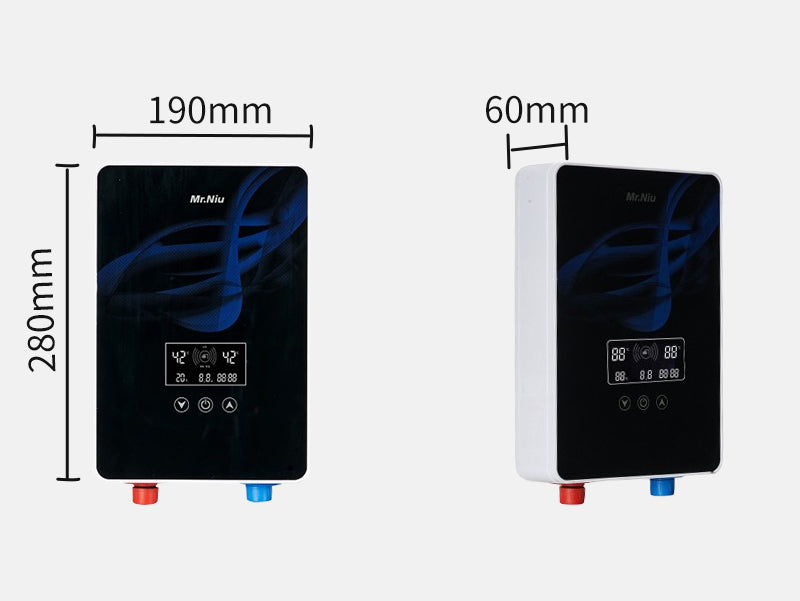 Mr.niu 220v 50/60hz led digital display touch control instant electric hot shower water heater under sink